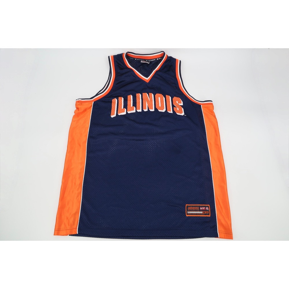 Colosseum Illinois Fighting Illini Basketball Jersey Mens 2XL Navy Orange Mesh